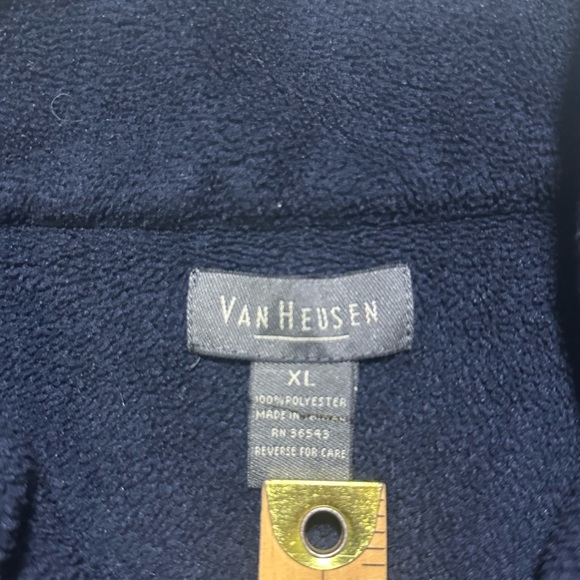 Men’s Van Heusen Green Plaid Checkered  Quarter-Zip Fleece Pullover - Picture 4 of 6